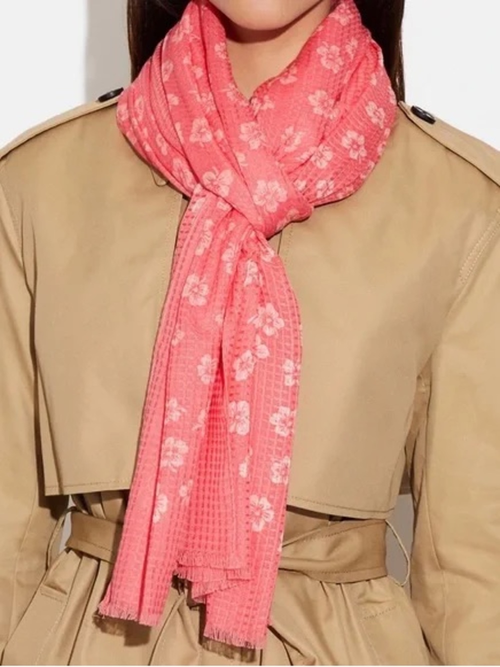 Coach Pink Floral Lightweight Women's Scarf
